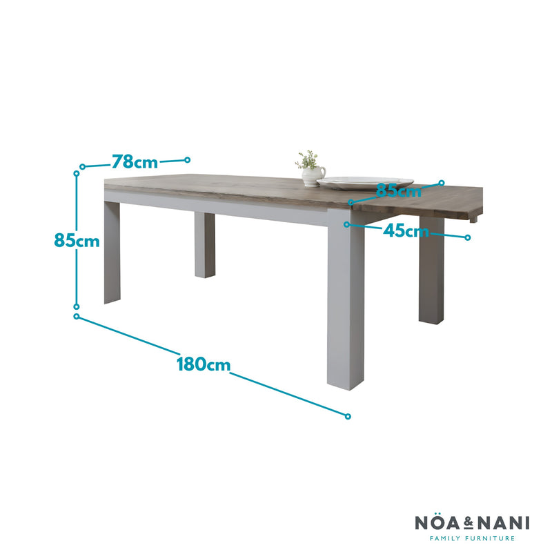 Hever Dining Table with 2 x Extensions in Grey and Dark Pine