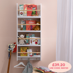 Elene Display 3 Tier Shelf Bookcase Wall Mounted & Coathook