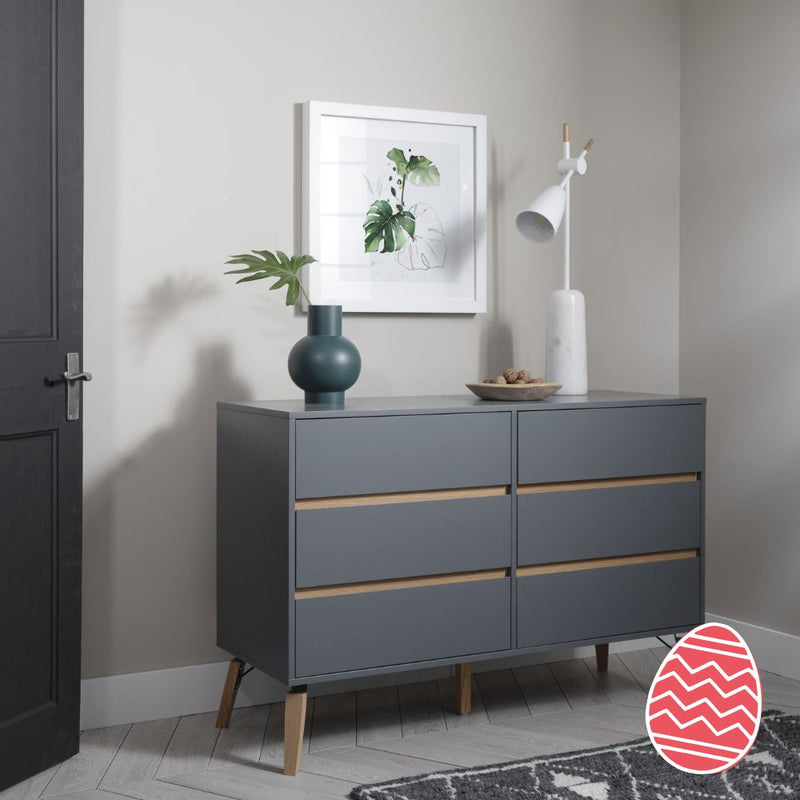 Otto Chest of Drawers 6 Drawer in Silk Grey