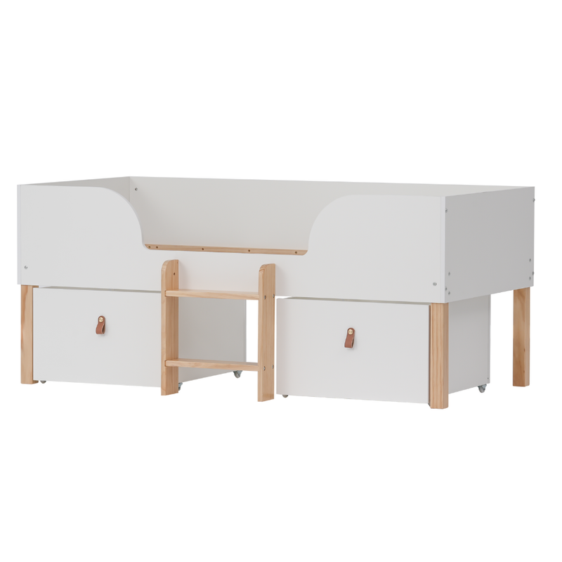 Arvid Shorty Cabin Bed Captains Low Midsleeper with Storage in Classic White