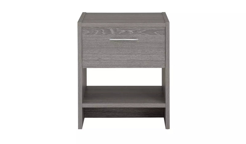 Seville 1 Drawer Bedside Table - Grey Oak Effect 18092663 (OpenBox- See T's & C's for details)