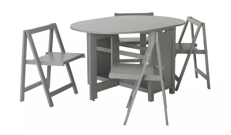 Butterfly Ext Grey Dining Table & 4 Grey Chairs 18461634 (OpenBox- See T's & C's for details)