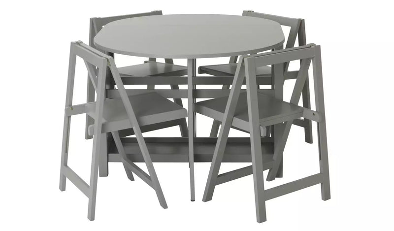 Butterfly Ext Grey Dining Table & 4 Grey Chairs 18461634 (OpenBox- See T's & C's for details)