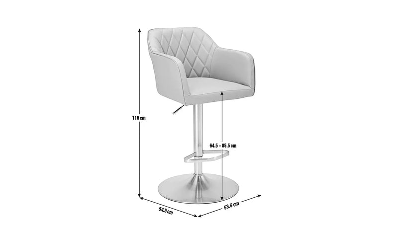 Ellington Quilted Faux Leather Bar Stool - Grey 18885825 (OpenBox- See T's & C's for details)