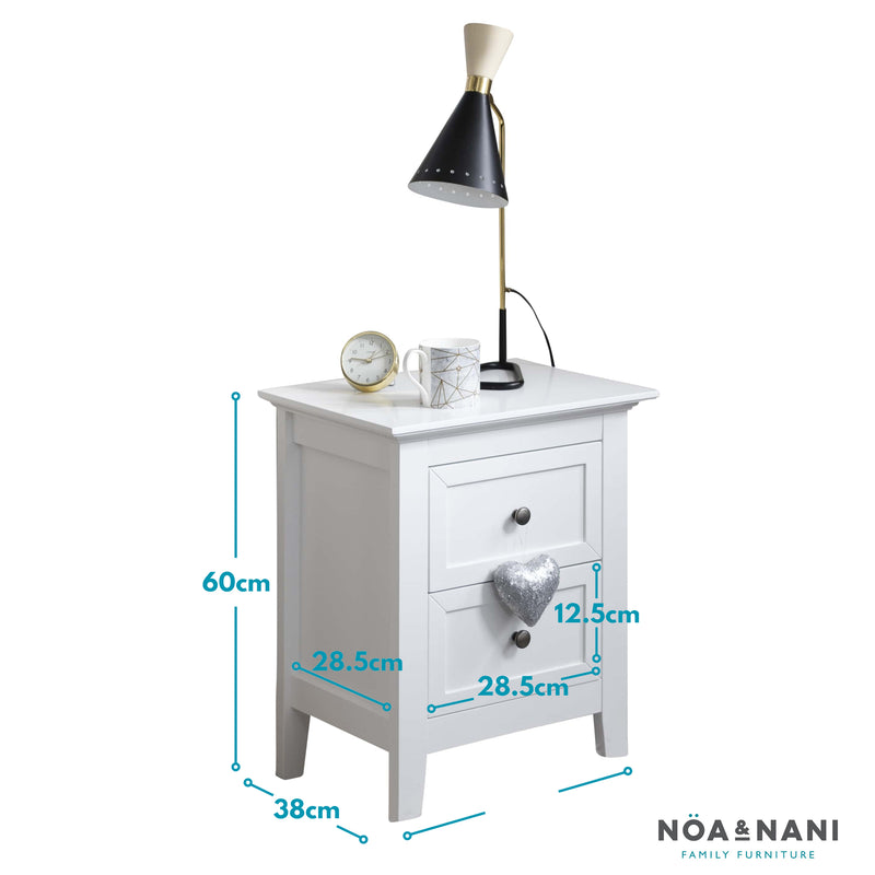 Karlstad Bedside Table with 2 Drawers in Classic White