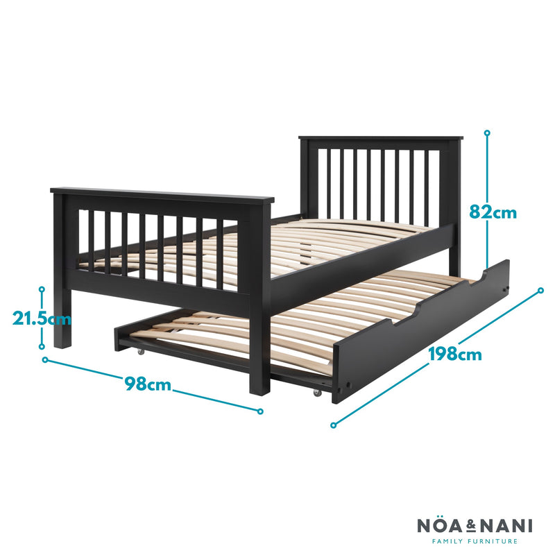 Hampshire Single Bed Frame with Spacesaver Pull Out Trundle in Anthracite