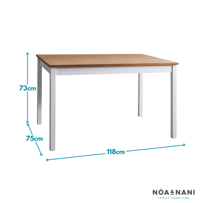 Annika Dining Table in White & Natural Pine