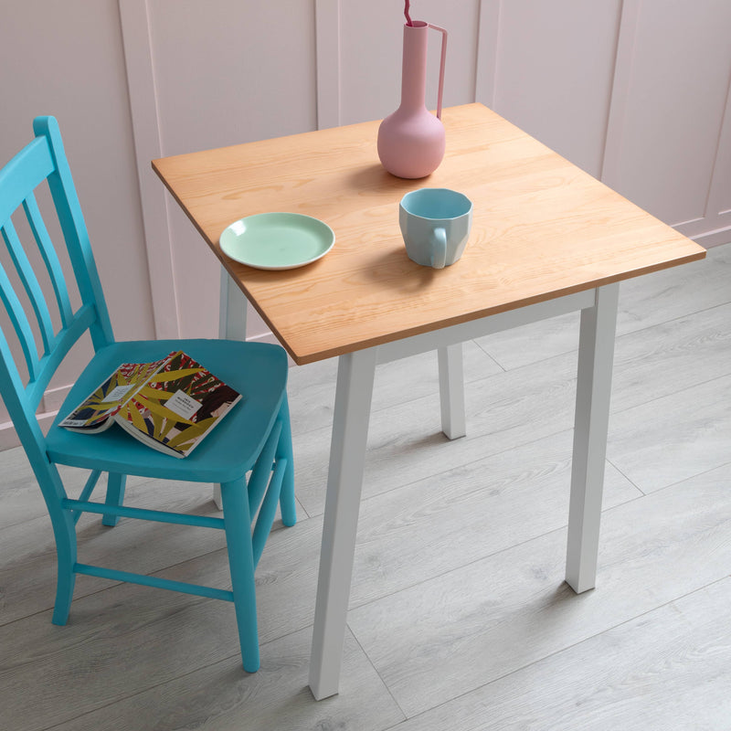 Annika Liten Kitchen Dining Table in Natural Pine & Classic White