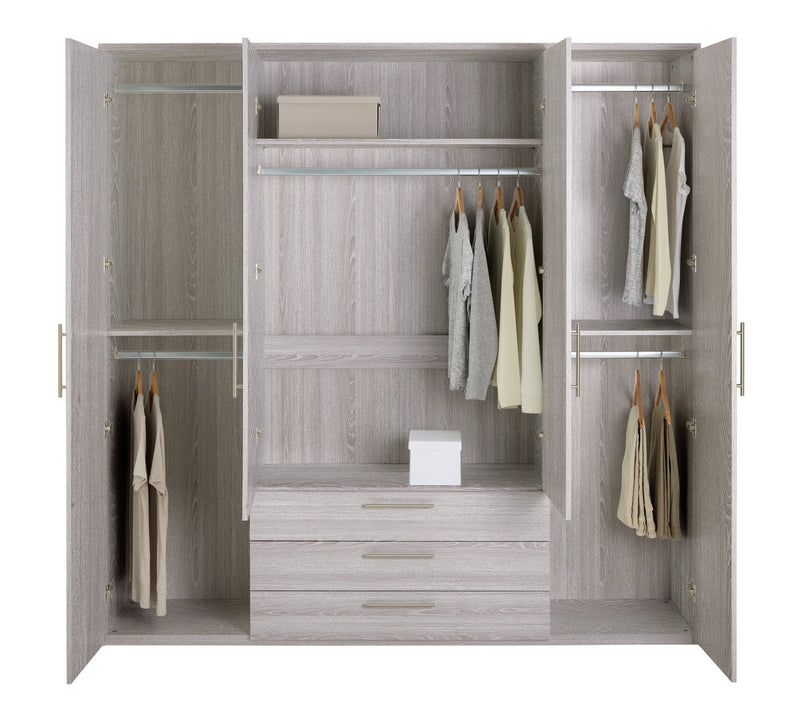 4 Door 3 Drawer Wardrobe - Grey 17560419 (OpenBox- See T's & C's for details)