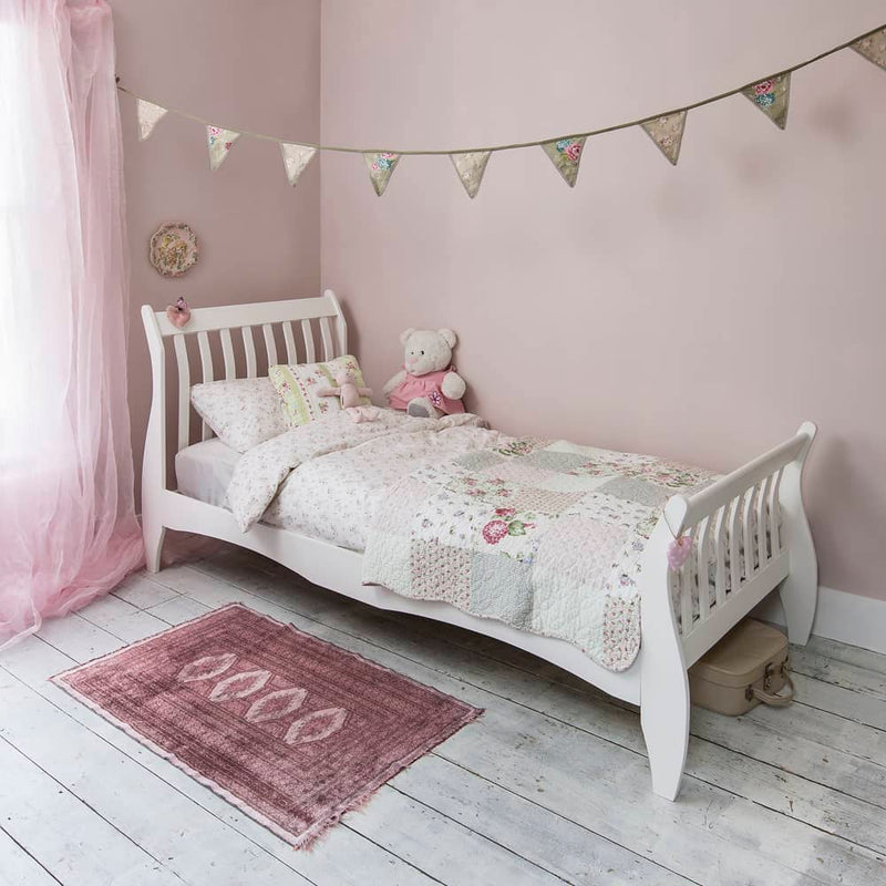 Astrid Single Sleigh Bed with Pullout Trundle in White