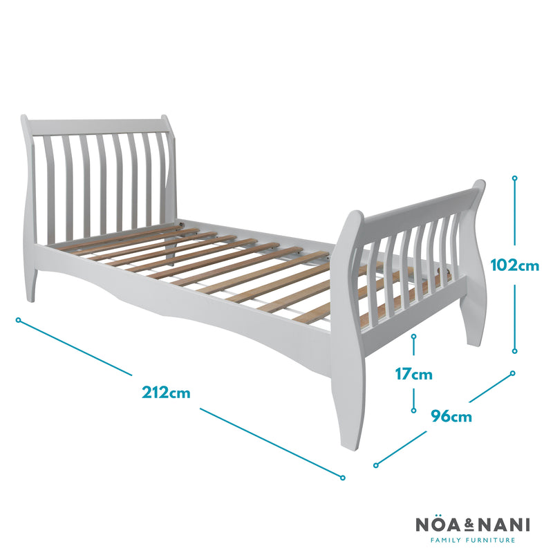 Astrid Single Sleigh Bed with Pullout Trundle in White