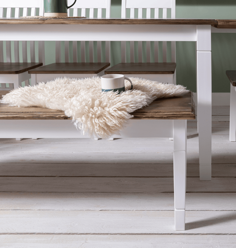 Canterbury Hallway Bench Entryway Medium in White and Dark Pine