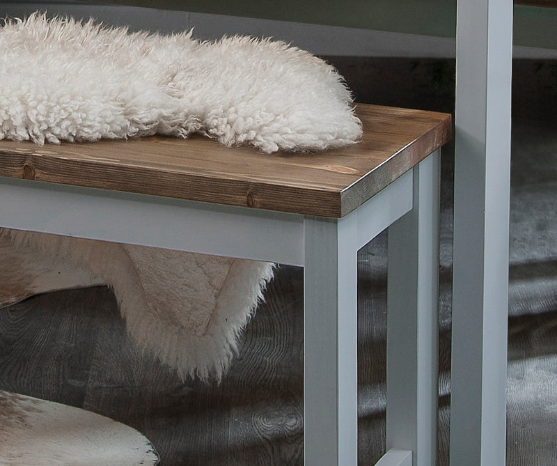 Hever Dining Table with 2 Benches in Grey and Dark Pine