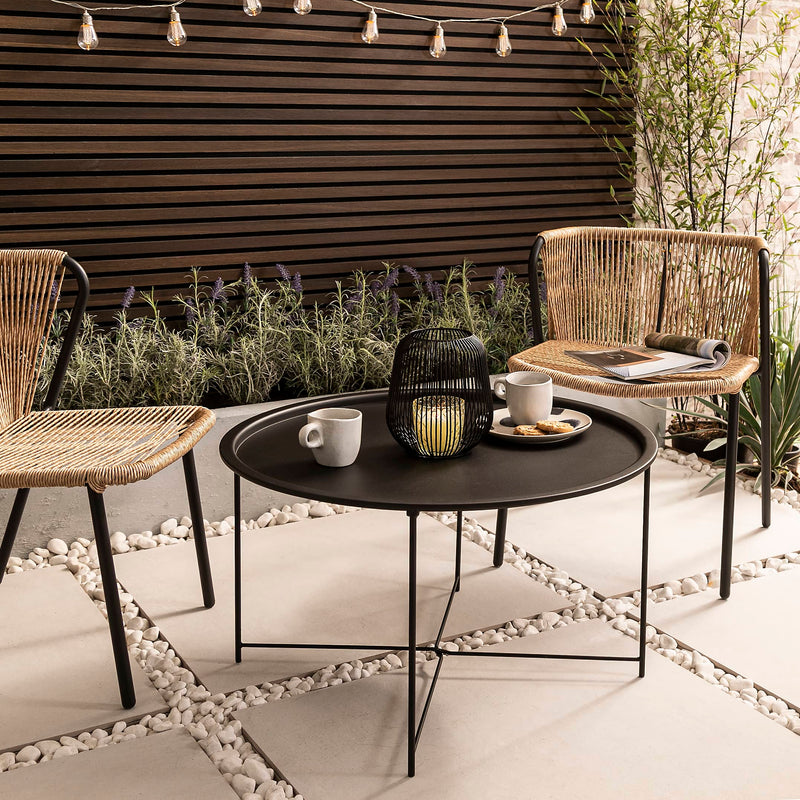 Bjarni Garden Patio Occasional Table in Solid Black