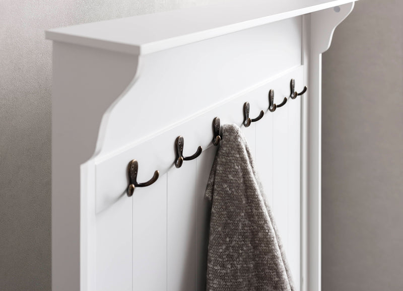 Brittany Hallway Bench and Coat Hook Shoe Storage in Classic White