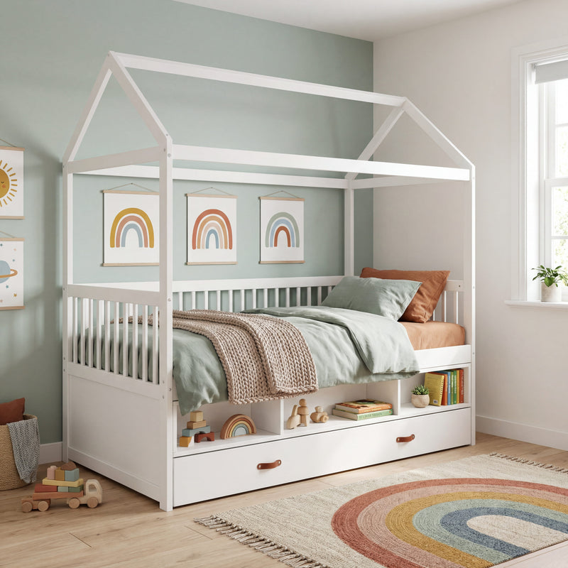 Lottie Bo Peep House Day Bed with Pull-Out Trundle in Classic White