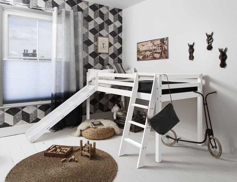 Moro Cabin Bed Midsleeper with Slide & Campervan Package in Classic White