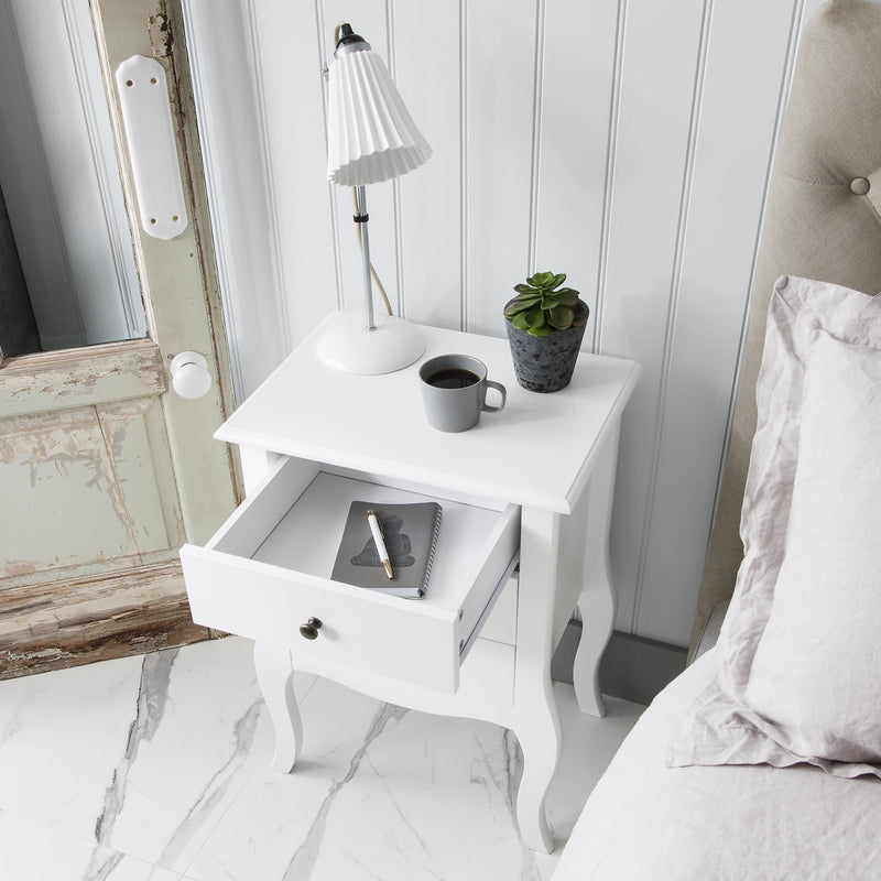 Camille Side Table Chest 3 Drawer in Classic White