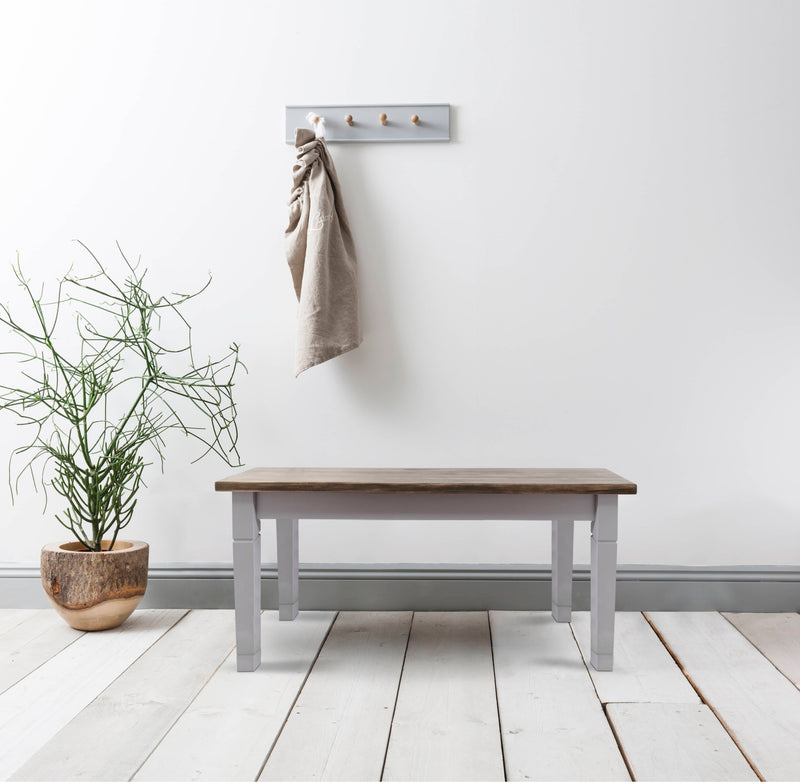 Canterbury Hallway Bench Entryway Medium in Grey and Dark Pine