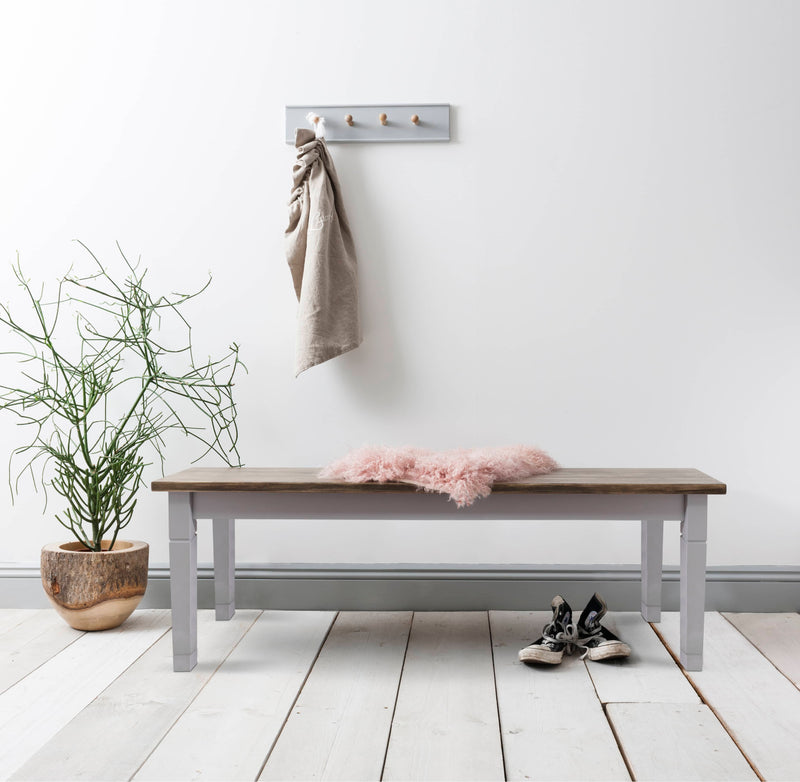 Canterbury Hallway Bench Entryway in Grey and Dark Pine