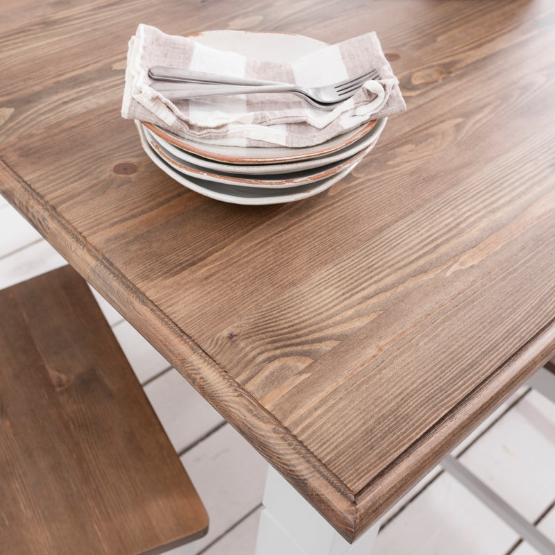 Canterbury 140cm Dining Table and 2 Benches in Grey & Pine