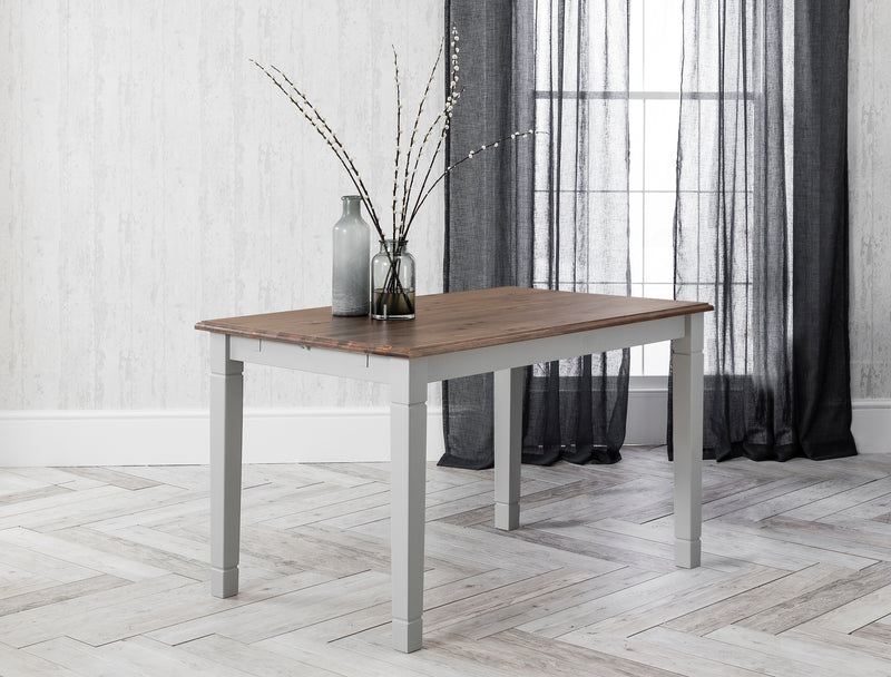 Canterbury 140cm Dining Table and 2 Benches in Grey & Pine