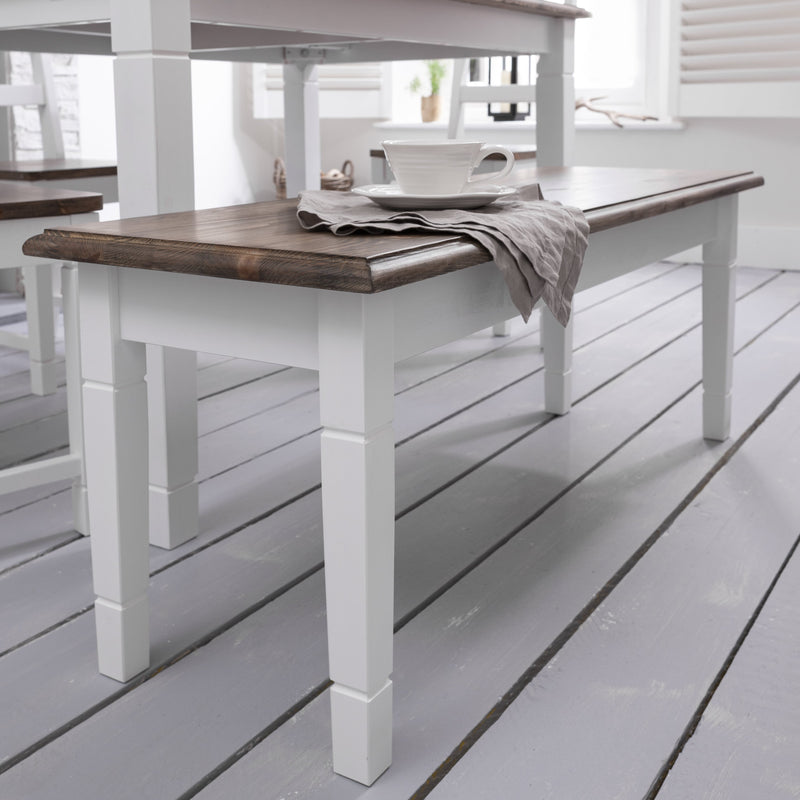 Canterbury Bench Medium in White & Dark Pine