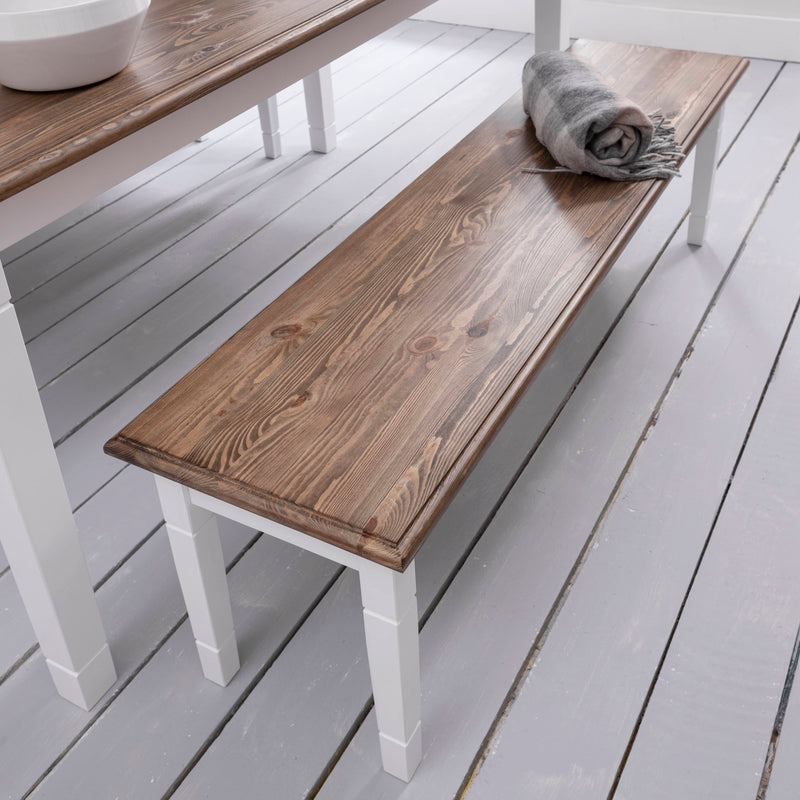 Canterbury Hallway Bench Entryway in White and Dark Pine