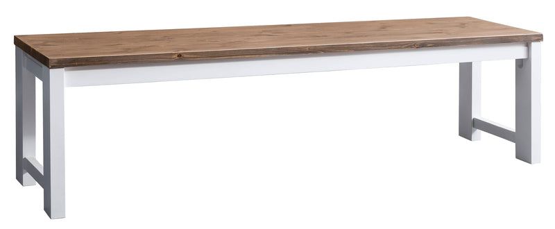 Hever Dining Table with 2 Benches in White & Dark Pine