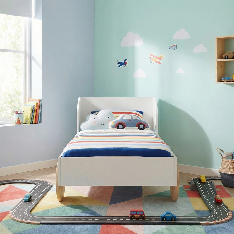 Jonas Toddler Car Bed in White & Natural Pine
