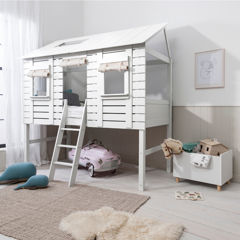 Christopher Treehouse Midsleeper Bed with Hans Windows in Classic White