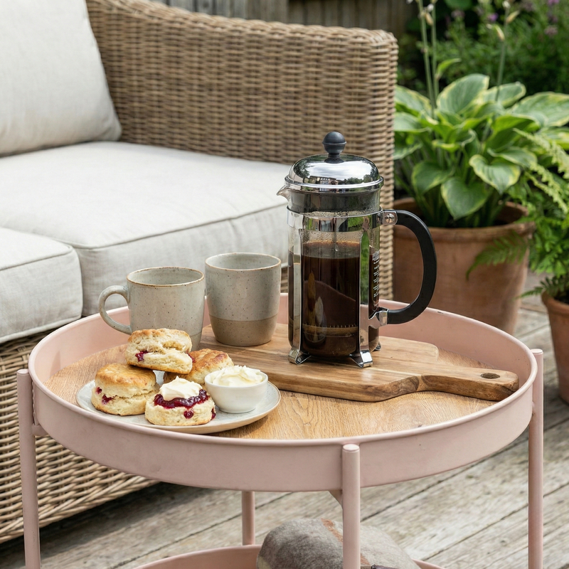 Flora Garden Patio Occasional Table in Blush Pink