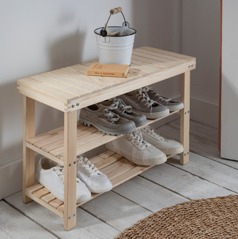 Einar Pine Shoe Rack Small in Natural Pine
