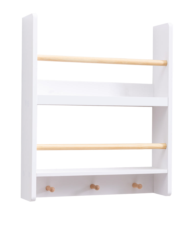 Elene Display 2 Tier Shelf Bookcase Wall Mounted & Coathook