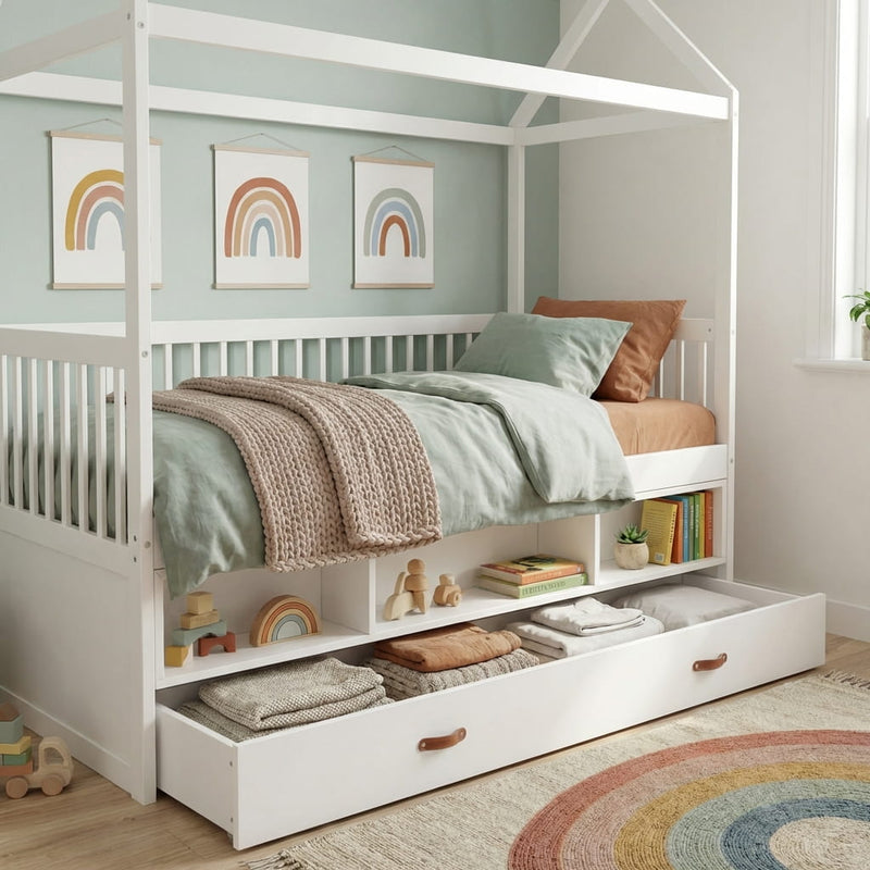 Lottie Bo Peep House Day Bed with Pull-Out Trundle in Classic White