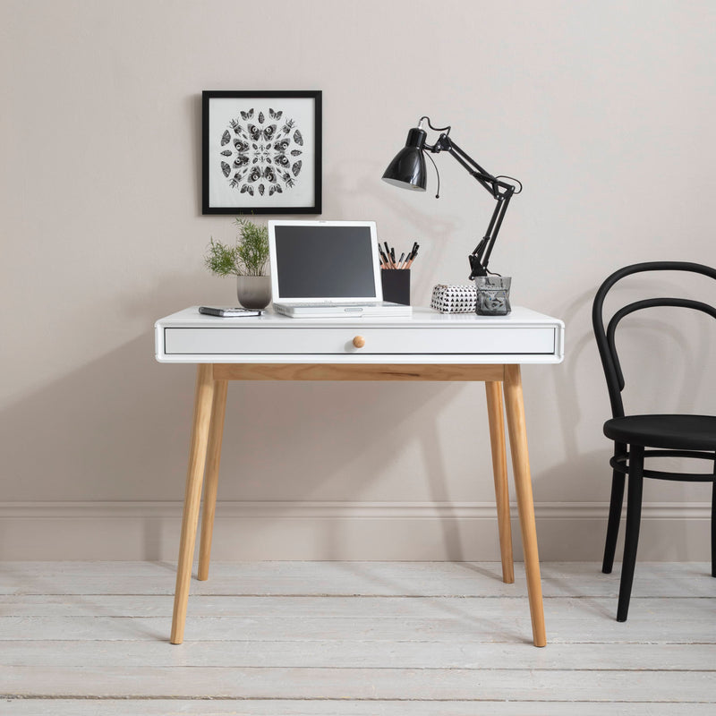 Frank Desk in Classic White and Natural Pine