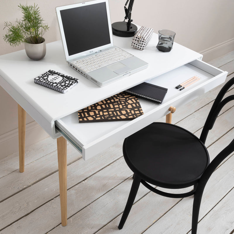 Frank Desk in Classic White and Natural Pine