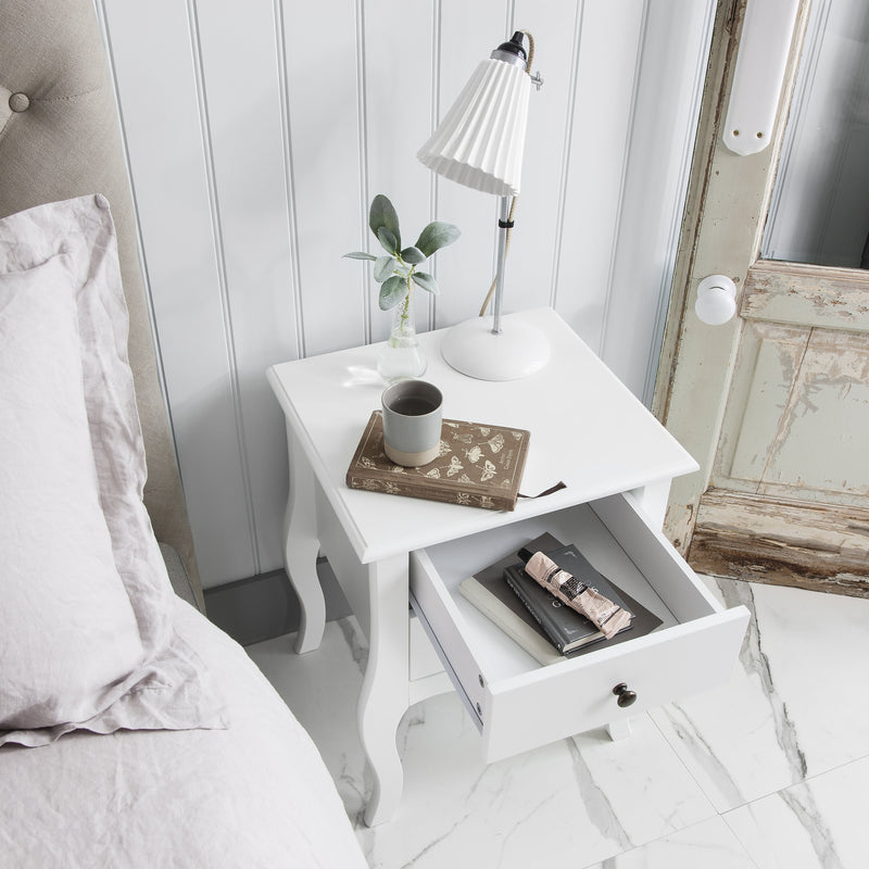 Camille Side Table Chest 2 Drawer in Classic White