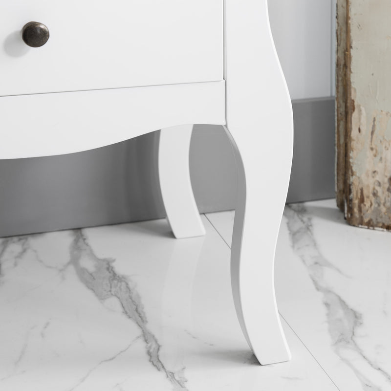 Camille Side Table Chest 3 Drawer in Classic White