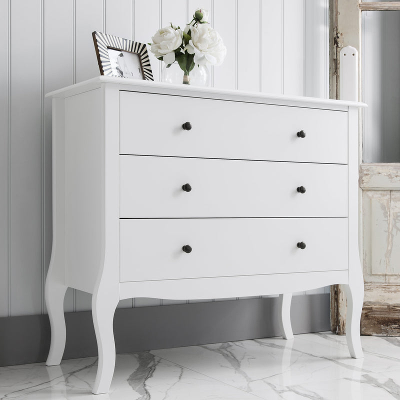 Camille Chest of Drawers 3 Drawer in Classic White