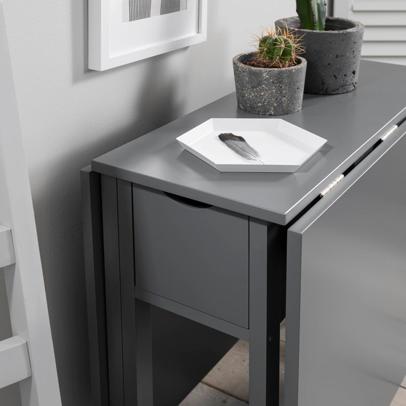 Gustav Folding Dining Table with Drawer in Silk Grey