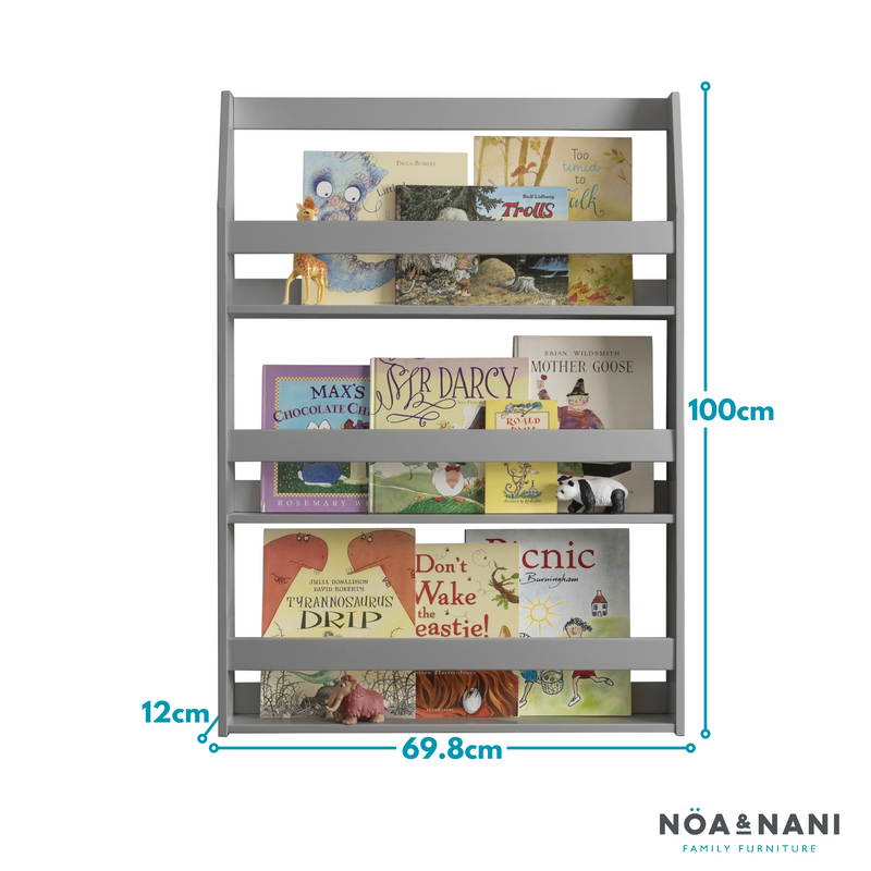 Hakan Display 3 Shelf Bookcase Wall Mounted in Silk Grey