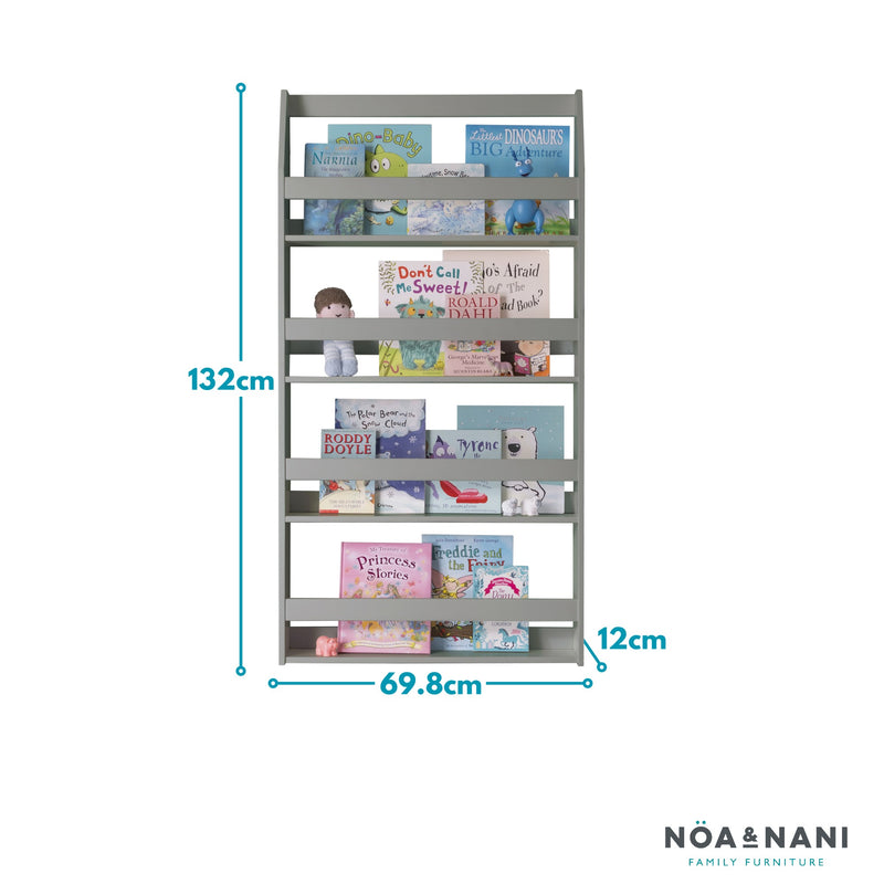Hakan Display 4 Shelf Bookcase Wall Mounted in Silk Grey
