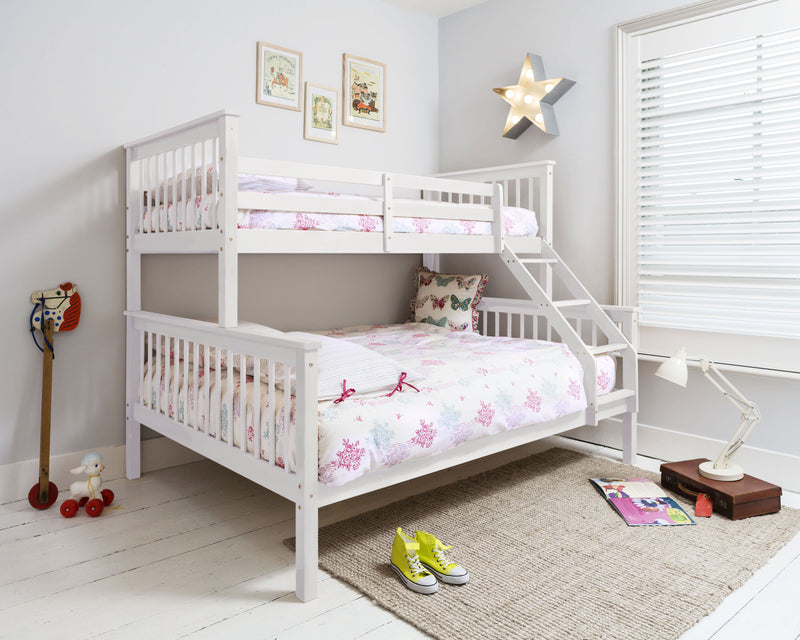 Hanna Triple Bunk Bed with Single and Double Bed in Classic White