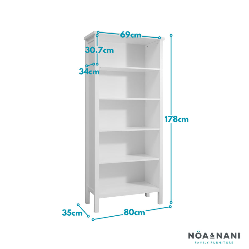 Hemming 5 Tier Tall Bookcase in Classic White
