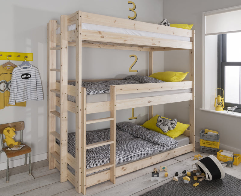 Henrik Triple Bed Bunk Triple Sleeper in Natural Pine