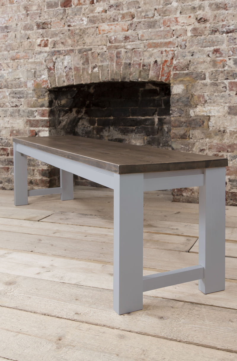 Hever Dining Table with 2 Benches in Grey and Dark Pine