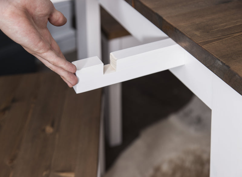 Nordic Dining Table in Classic White and Dark Pine