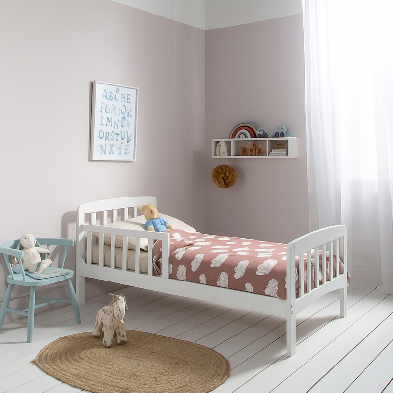Juni Toddler Bed Solid Wood in Classic White