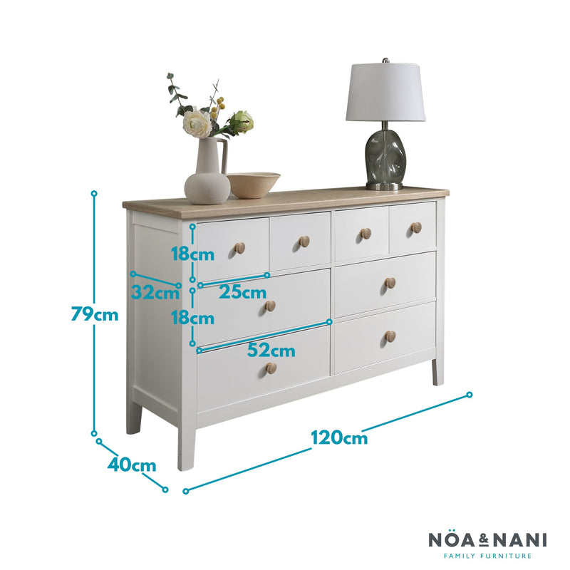 Jakkvik 8 Drawer Chest of Drawers in White & Oak